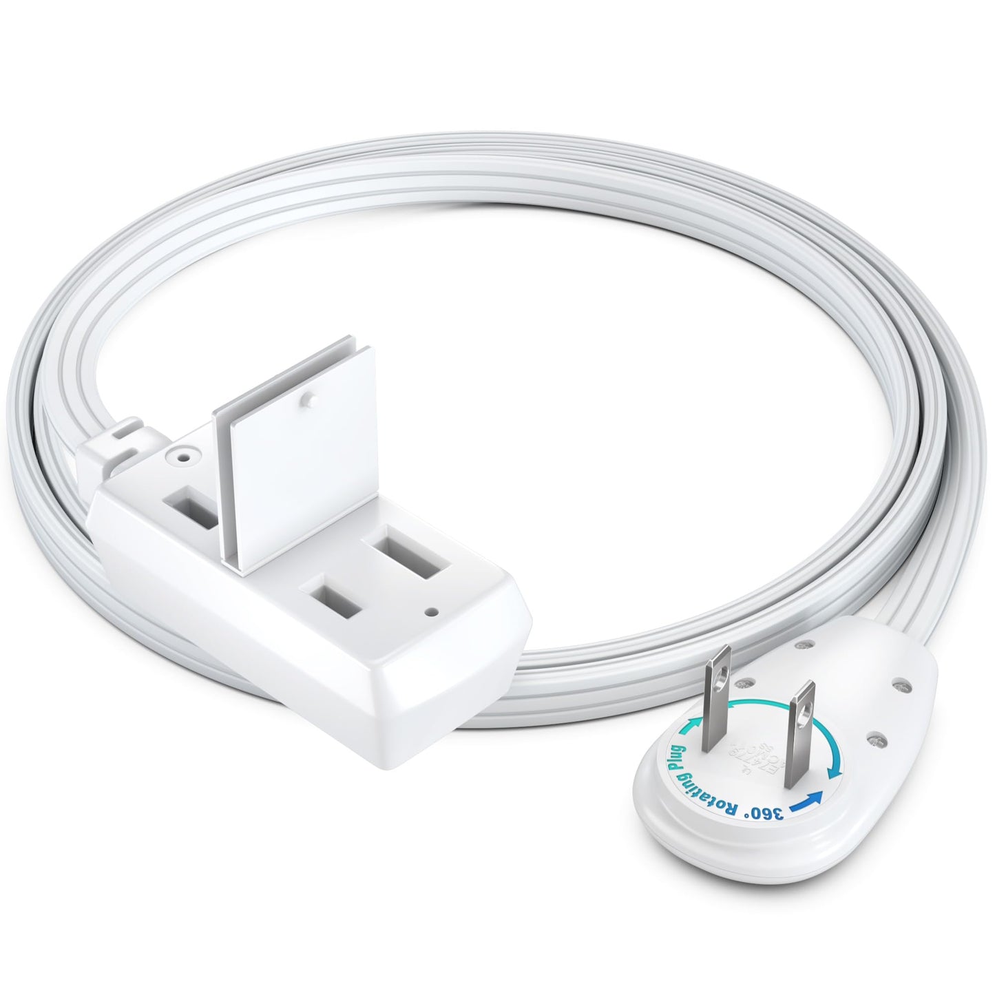 3-Outlet 2-Prong Rotating Flat Extension Cord