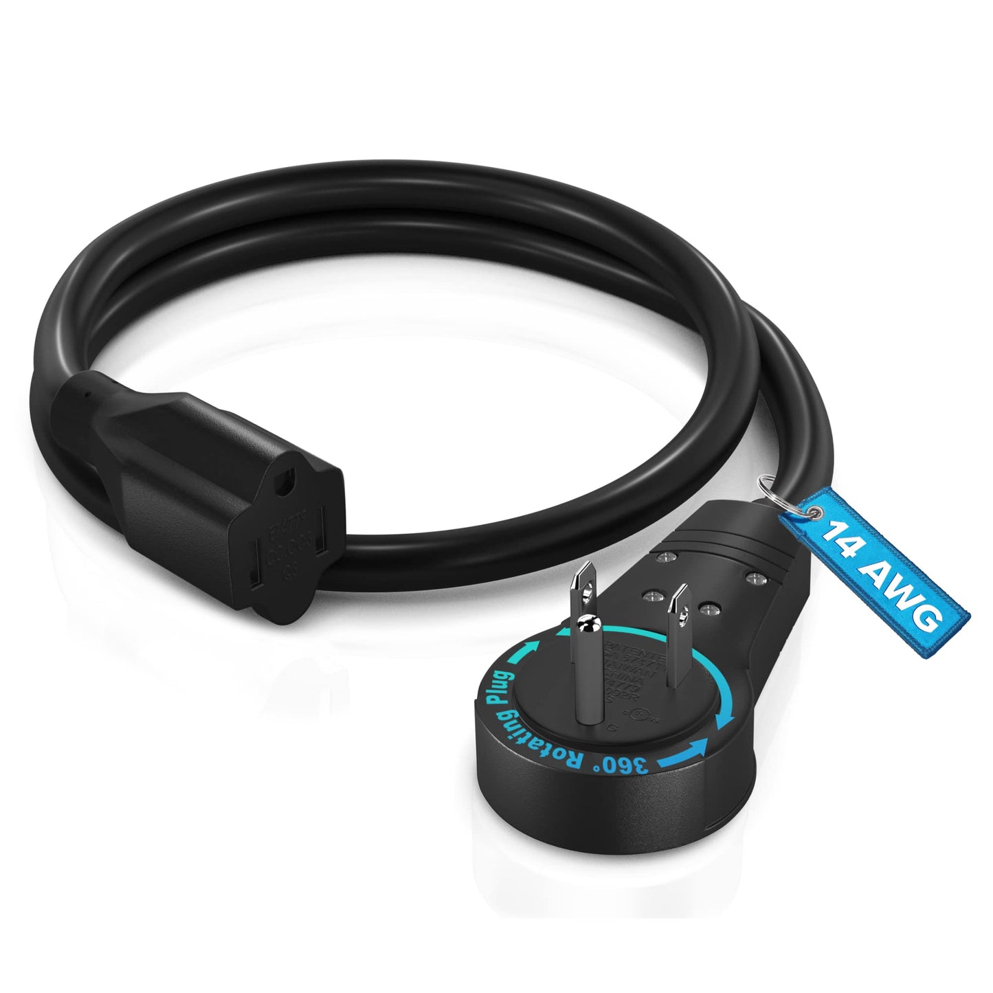 14AWG 3-Prong Rotating Flat Extension Cord