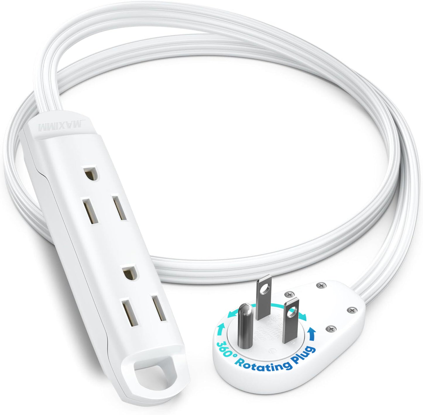 3-Outlet Rotating Flat Extension Cord 14 Gauge