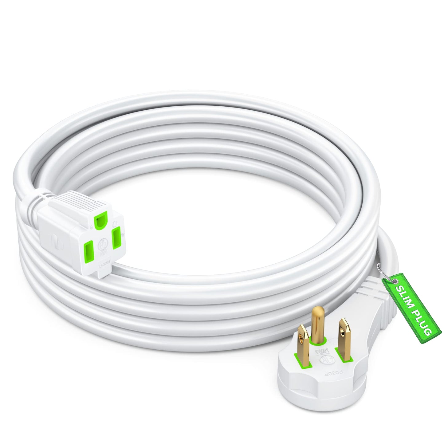 Flat Plug Extension Cord, 16 Gauge, 8 FT