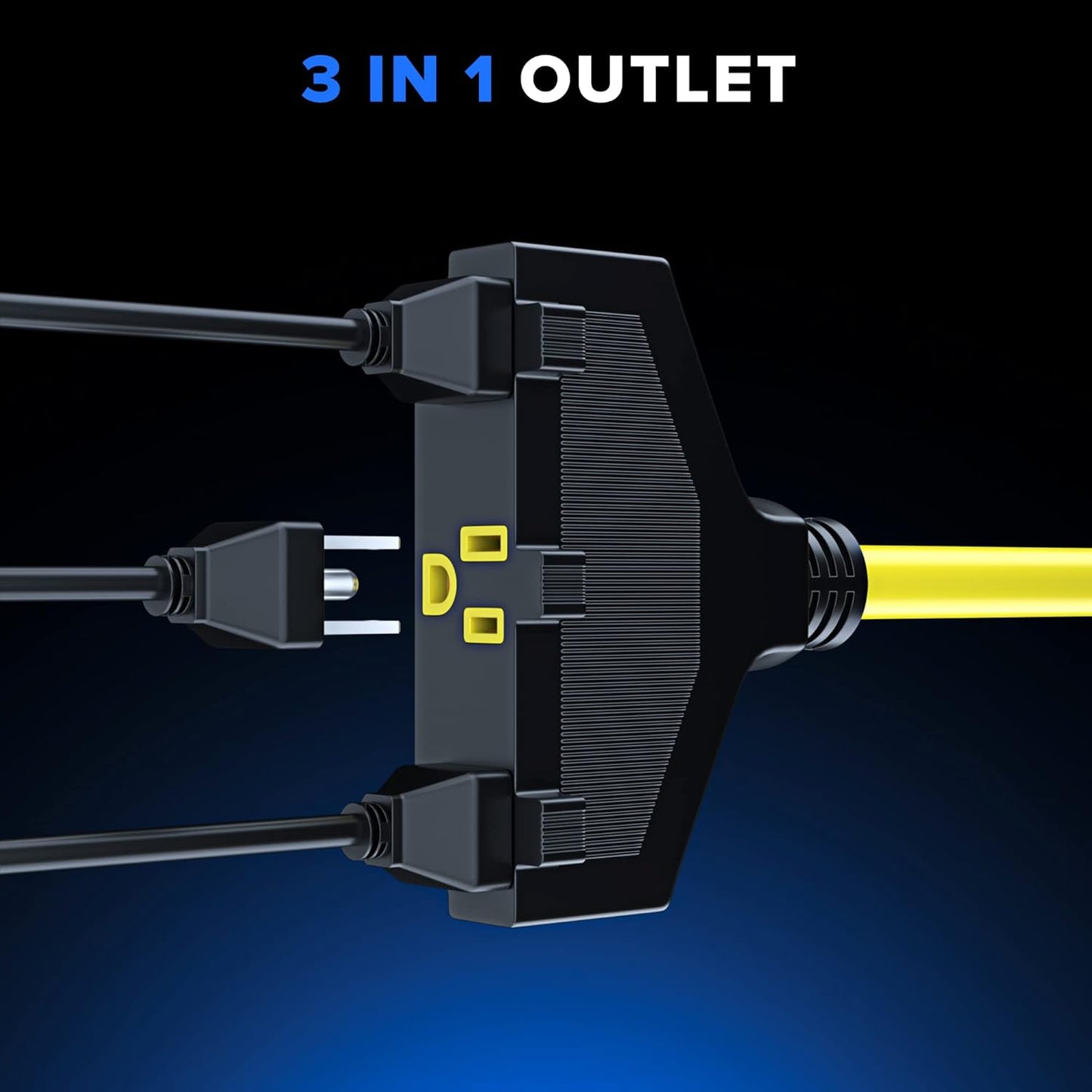 Extension Cord with 3 Outlets, 14 Gauge Indoor/Outdoor