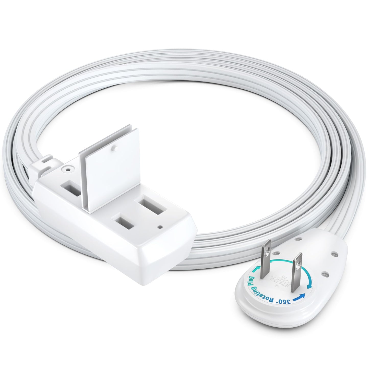 3-Outlet 2-Prong Rotating Flat Extension Cord