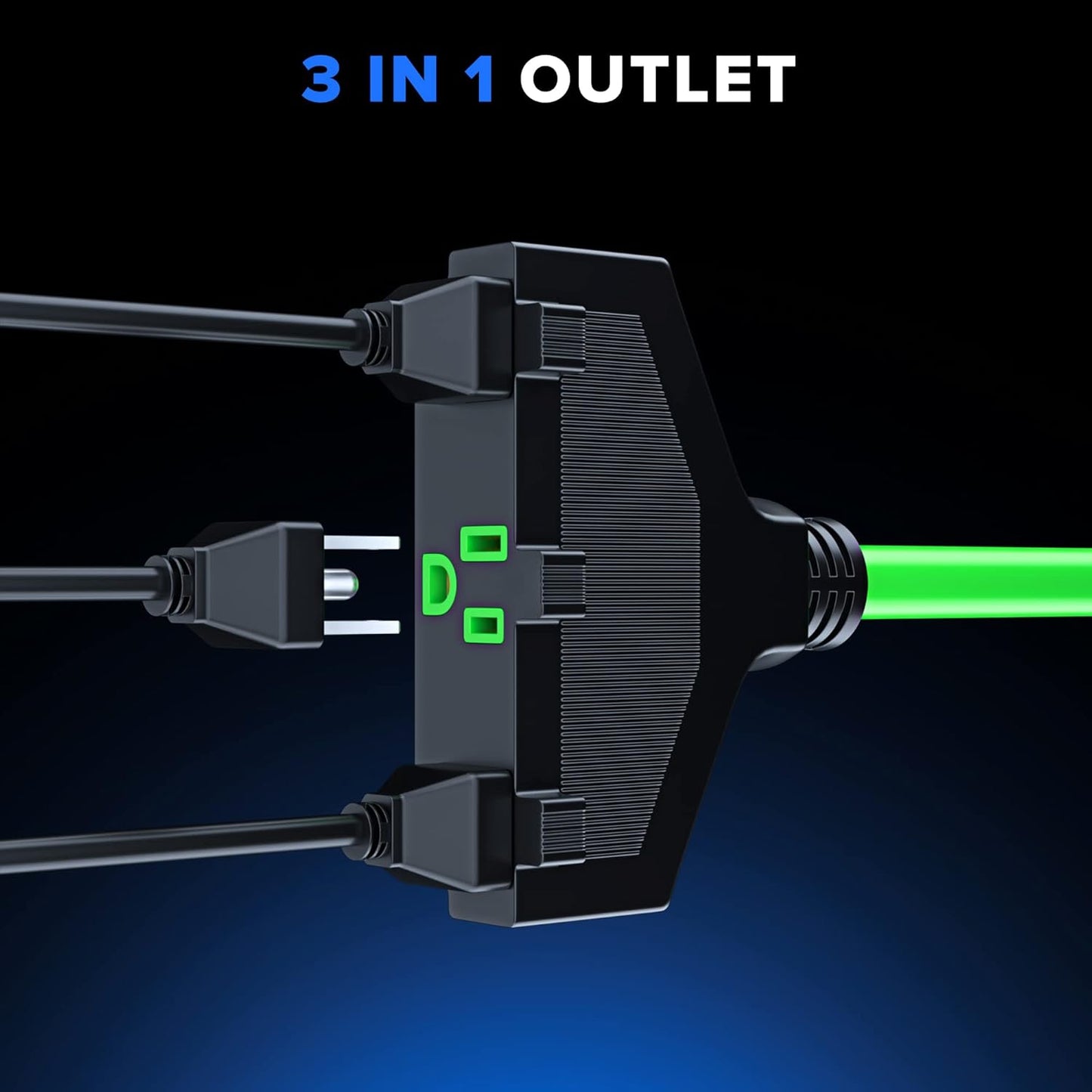 Extension Cord with 3 Outlets, 14 Gauge Indoor/Outdoor