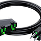 Maximm 10/3 Extension Cord, 10AWG Black, ETL Listed, 3 Prong Plug 3-Outlet SJTW Heavy Duty Indoor, Weather Resistant - Power Cord for Garden, Lawn, Appliances