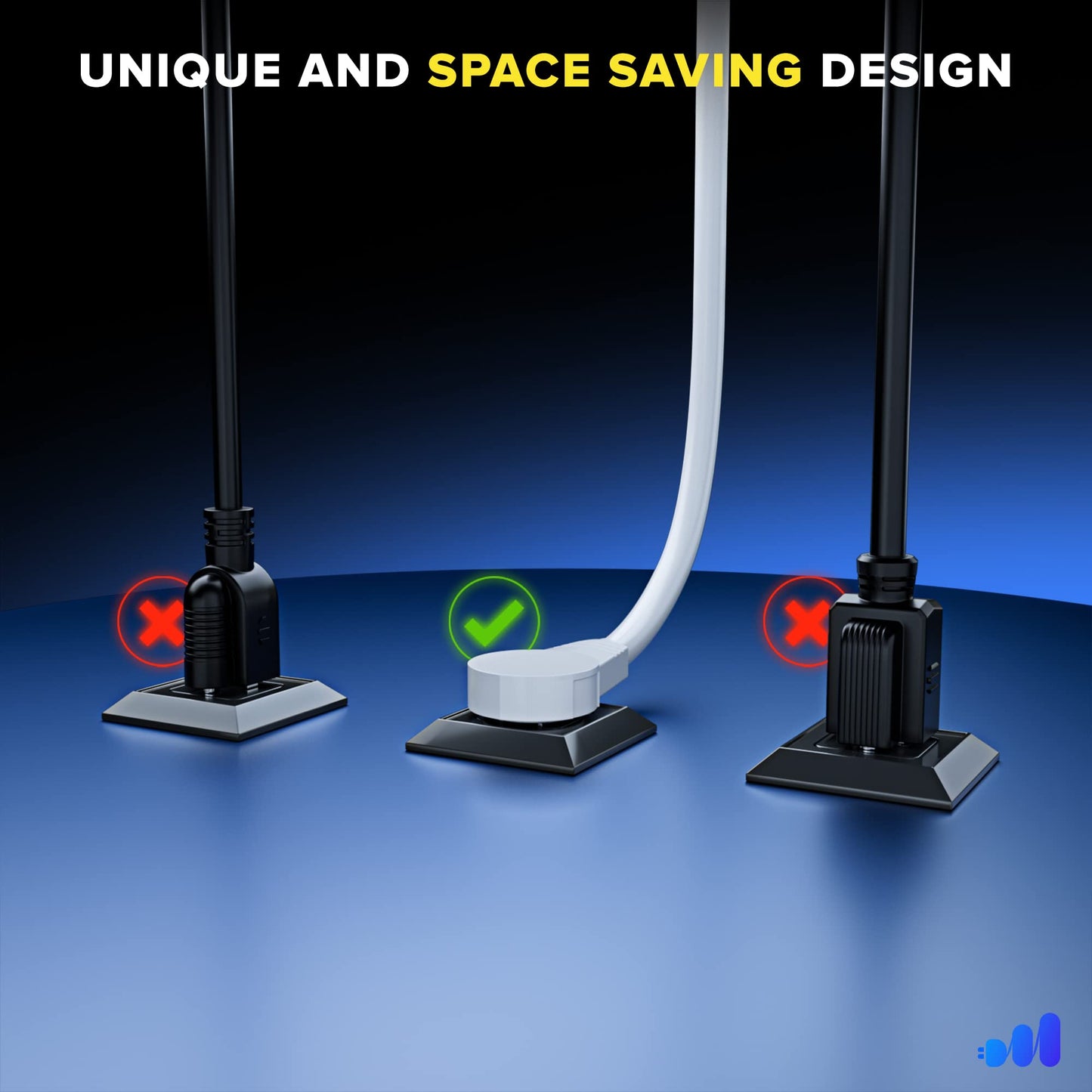 1-Outlet Rotating Flat Plug Extension Cord with Removable Hook 16 Gauge