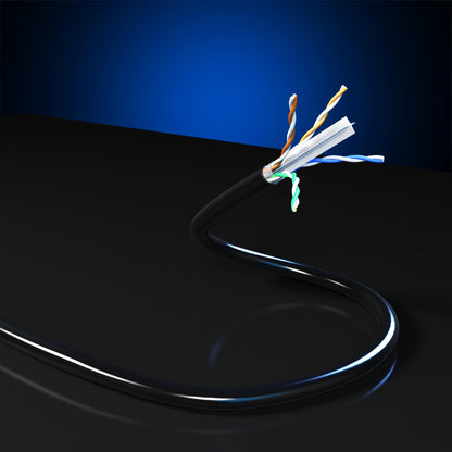 Maximm Ethernet Cable Cat6 High Speed Internet Network LAN Cable Cord, Outdoor Waterproof (Black - No RJ45 Connector)