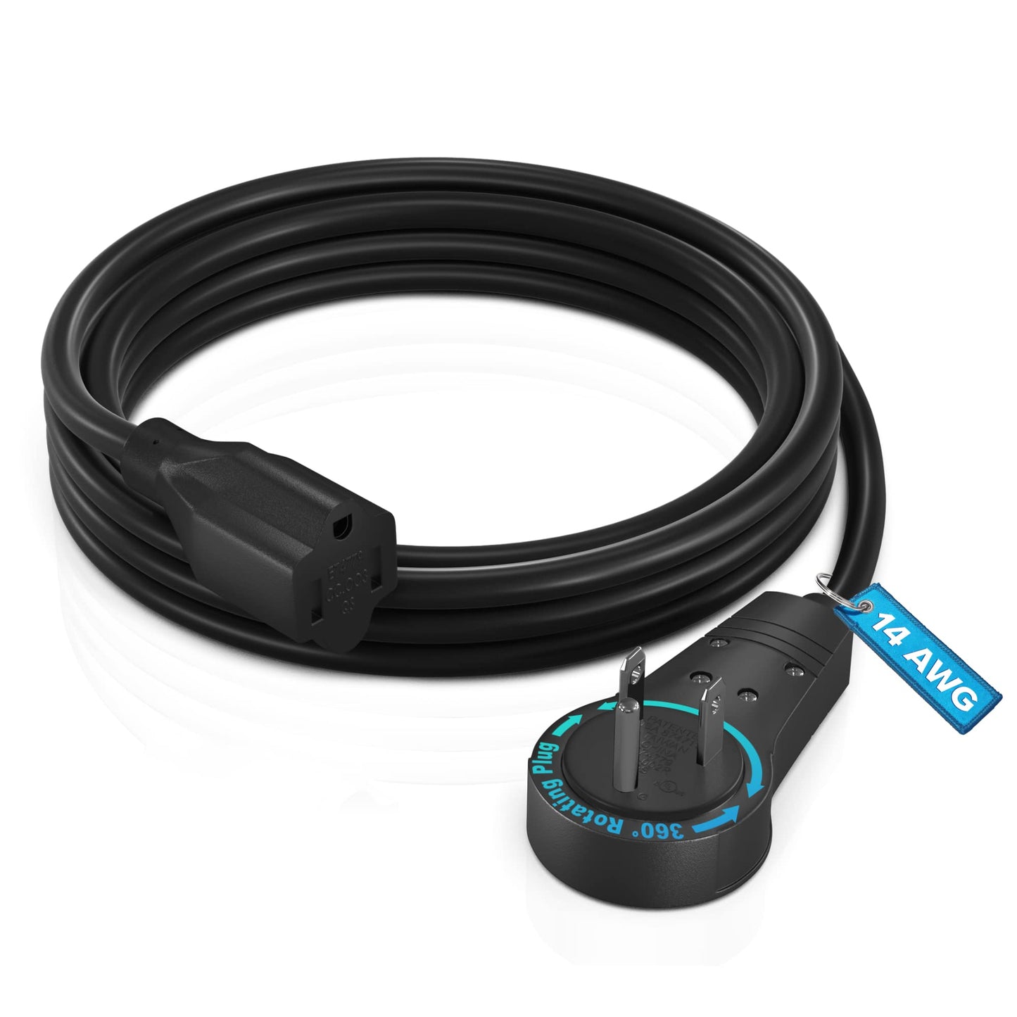 14AWG 3-Prong Rotating Flat Extension Cord