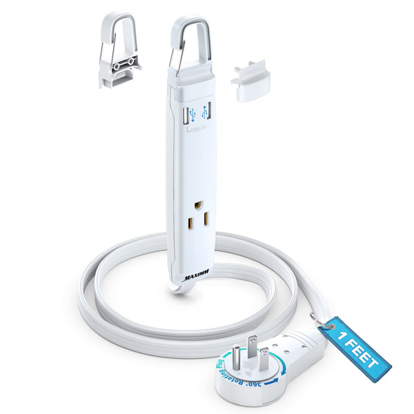 3-Outlet Rotating Flat Extension Cord