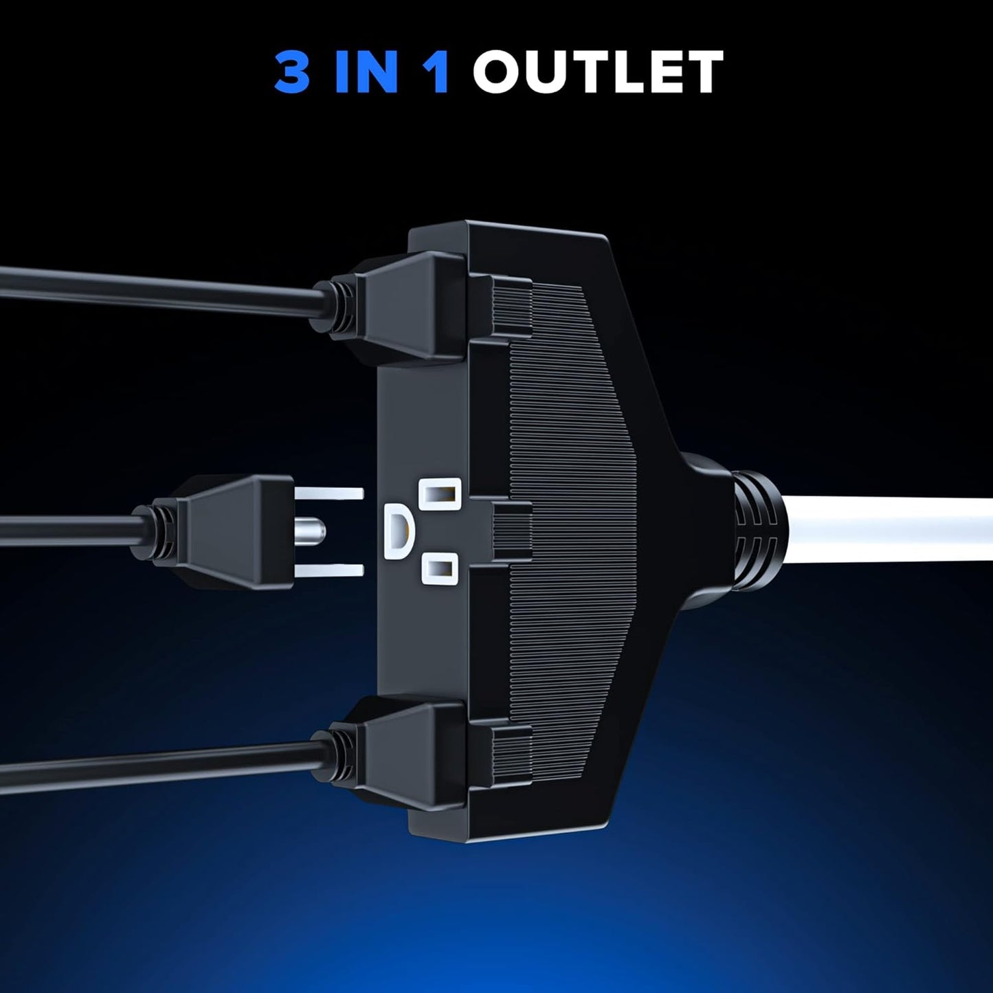 Extension Cord with 3 Outlets, 14 Gauge Indoor/Outdoor