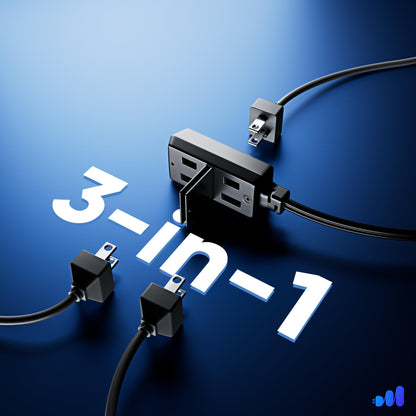 3-Outlet Rotating Flat Plug Cord with Foot Switch 16 Gauge