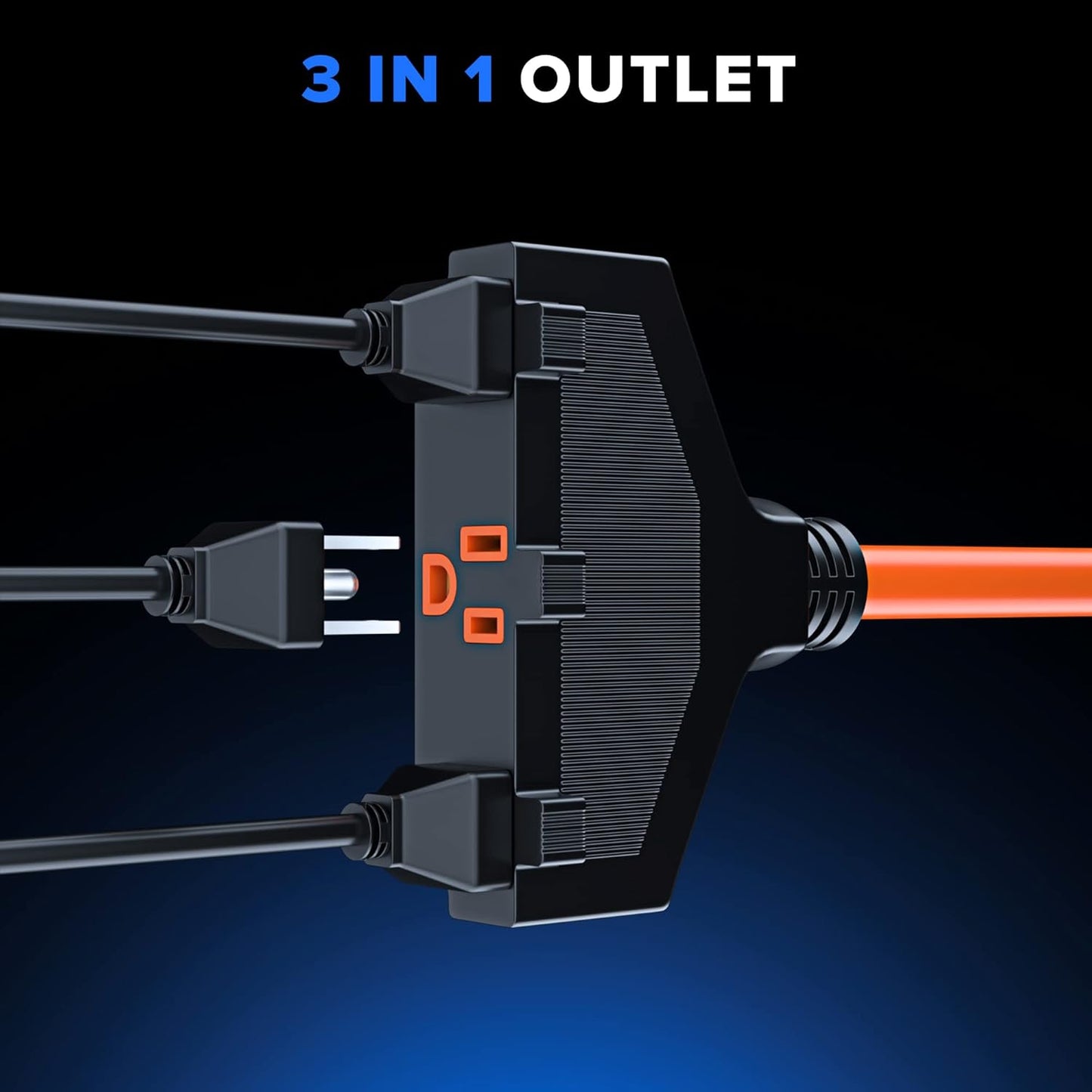 Extension Cord with 3 Outlets, 14 Gauge Indoor/Outdoor