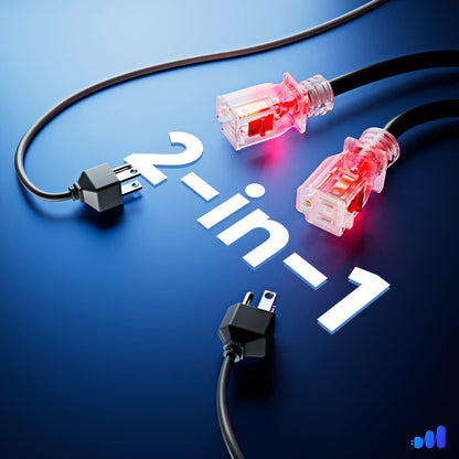 2 in 1 Outlet Power SJTW Extension Cord Splitter with Lock Feature 1.5 Feet, 16 Gauge (Power Cord Splitter/Outlet Saver)