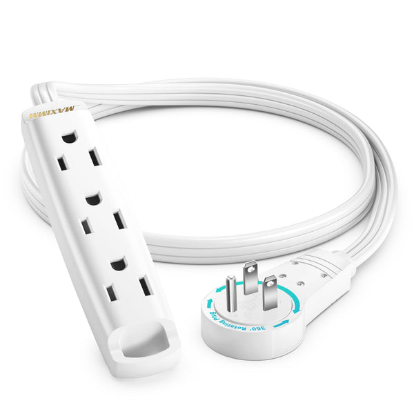 3-Outlet Rotating Flat Extension Cord 16 Gauge