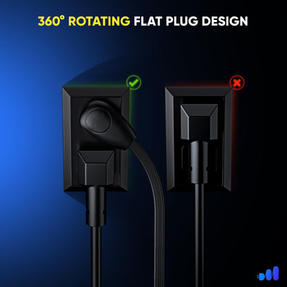 3-Outlet 2-Prong Rotating Flat Extension Cord