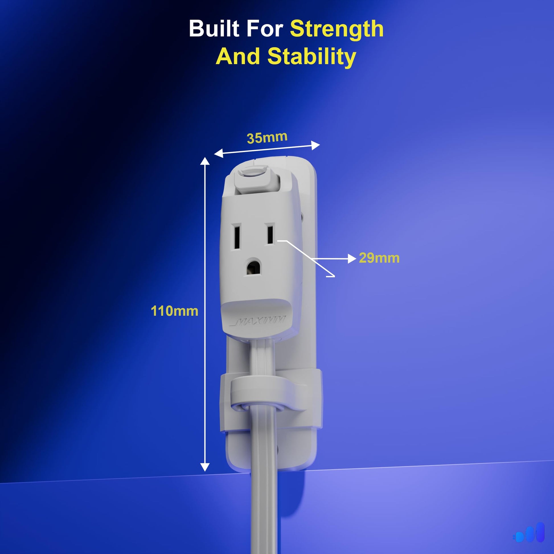 1-Outlet Flat Extension Cord with Wall Mount 14 Gauge