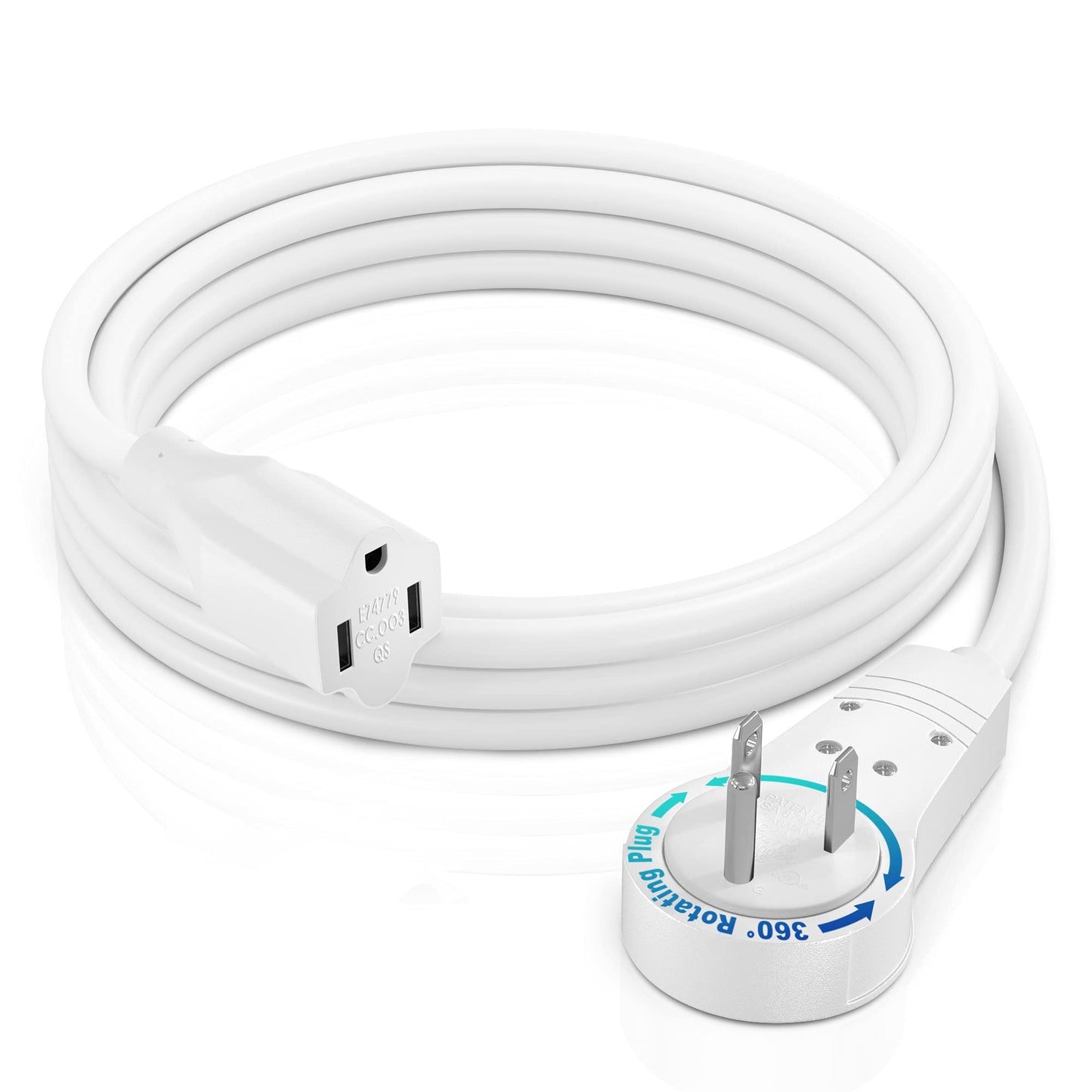 3-Prong Rotating Flat Extension Cord