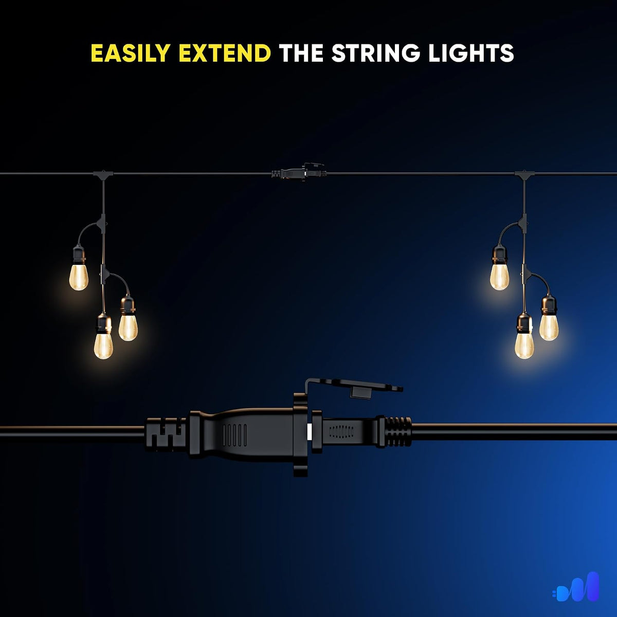 10-Bulb Outdoor Edison String Lights, Waterproof, Shatterproof, LED