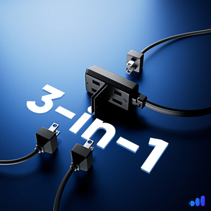 3-Outlet 2-Prong Rotating Flat Extension Cord