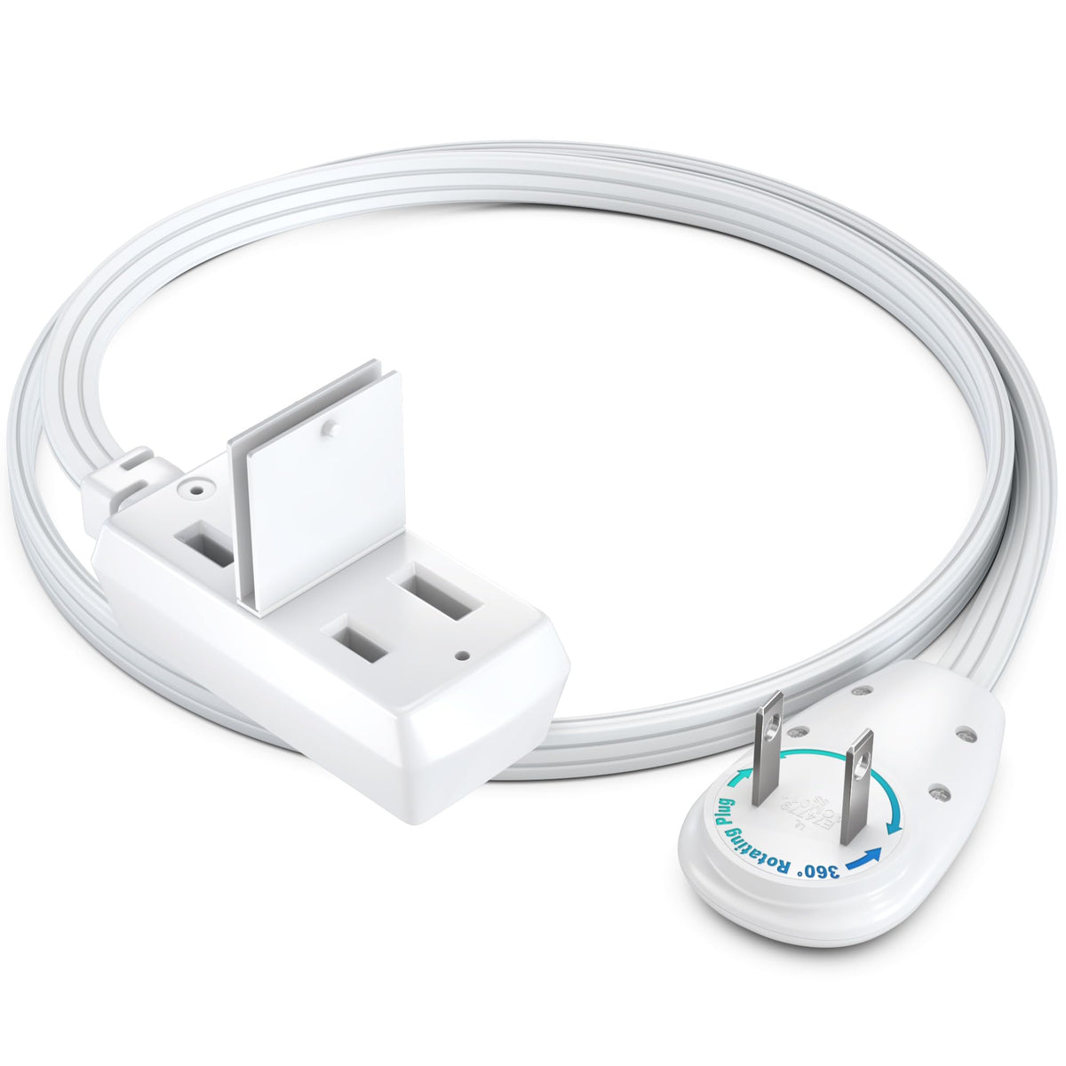 3-Outlet 2-Prong Rotating Flat Extension Cord 16 Gauge