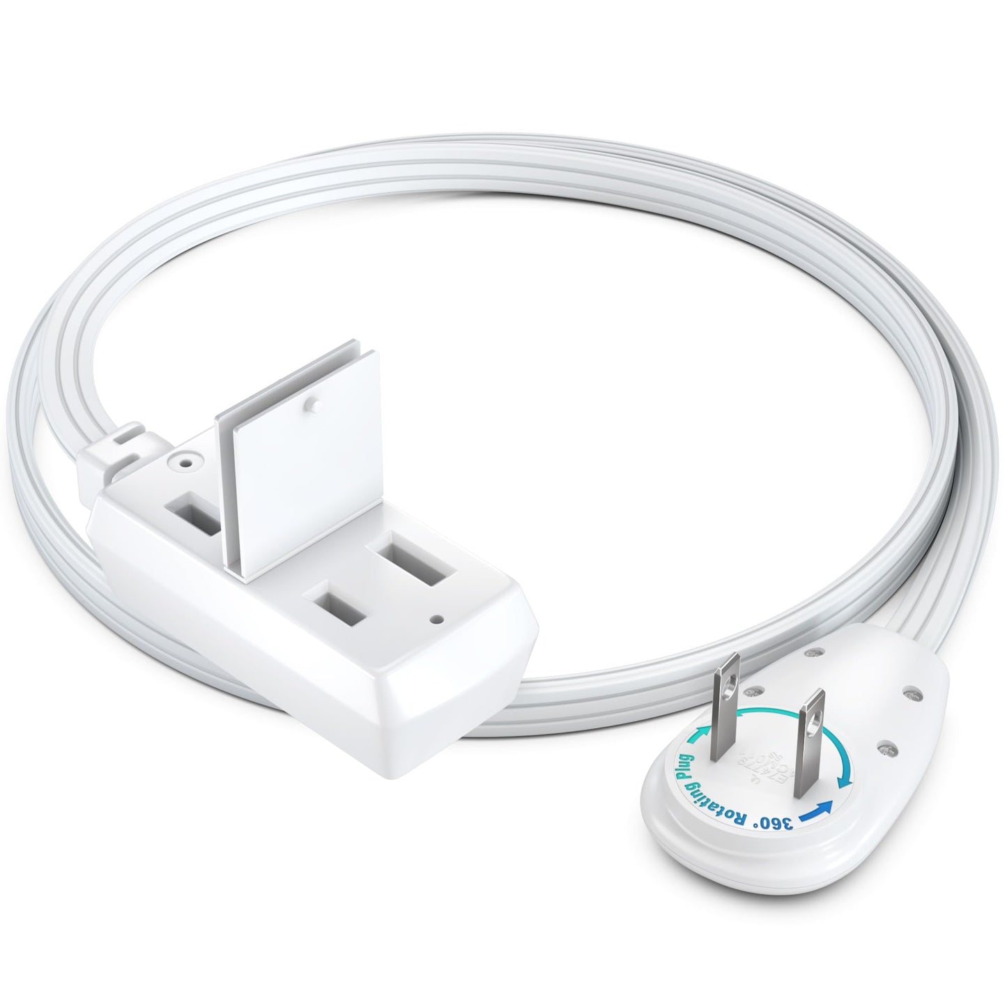 3-Outlet 2-Prong Rotating Flat Extension Cord