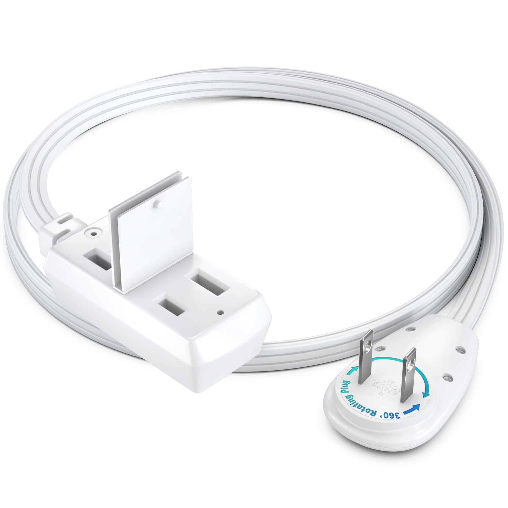 3-Outlet 2-Prong Rotating Flat Extension Cord 16 Gauge