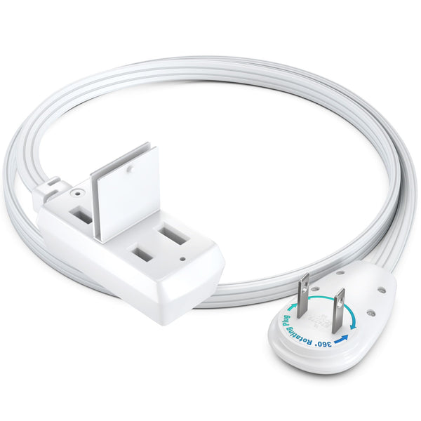 3-Outlet 2-Prong Rotating Flat Extension Cord 16 Gauge