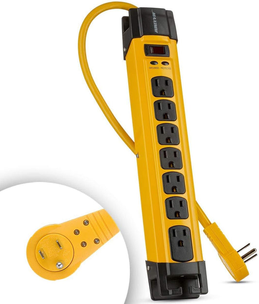 Maximm Power Strip Surge Protector 360 Degree Rotating Flat Plug, Heavy Duty Multi Outlet