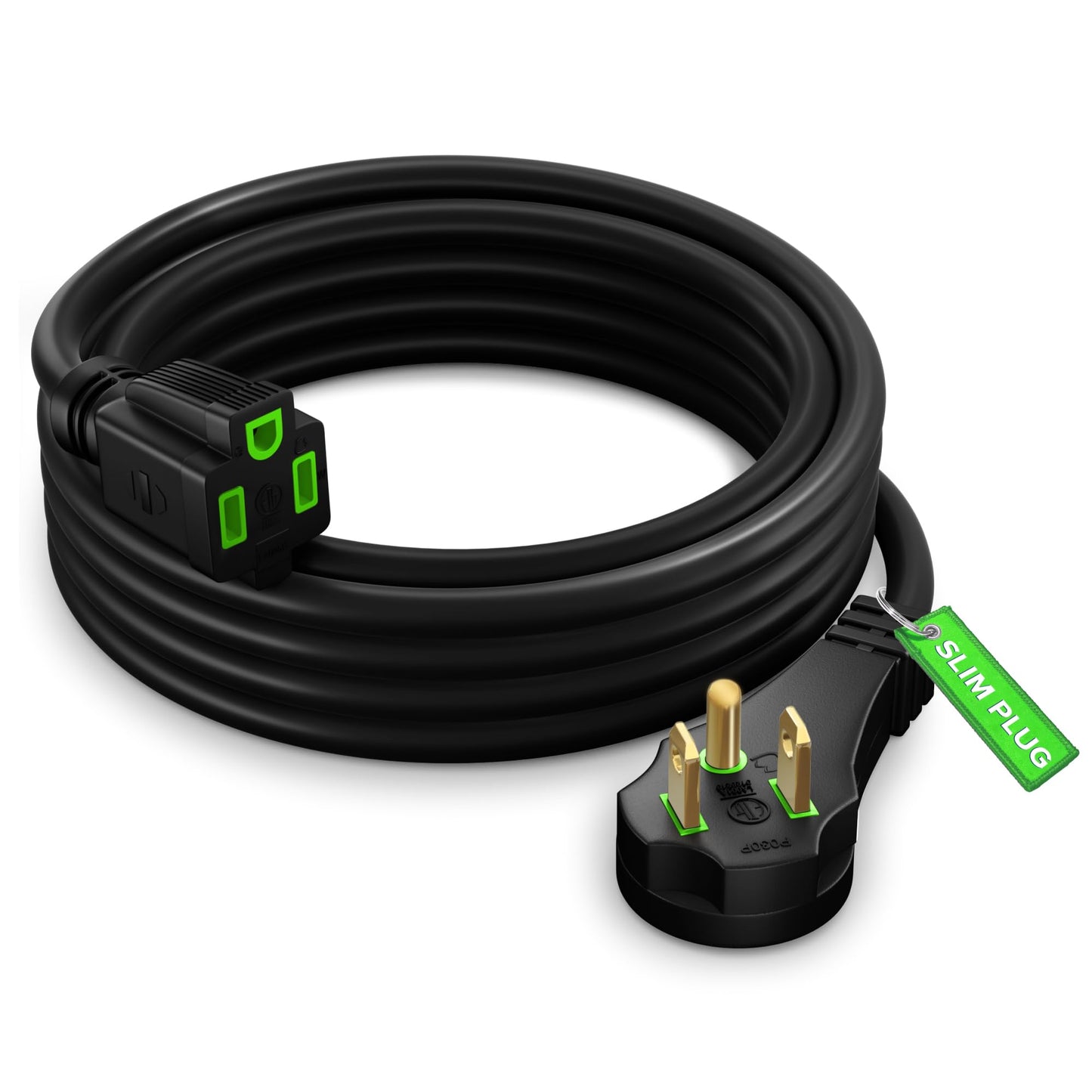 Flat Plug Extension Cord, 16 Gauge, 8 FT