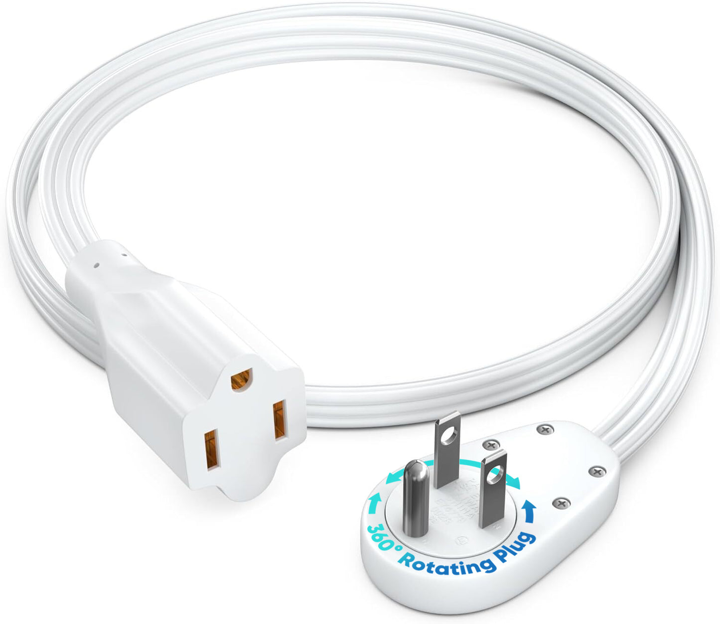 3-Outlet Rotating Flat Extension Cord 14 Gauge