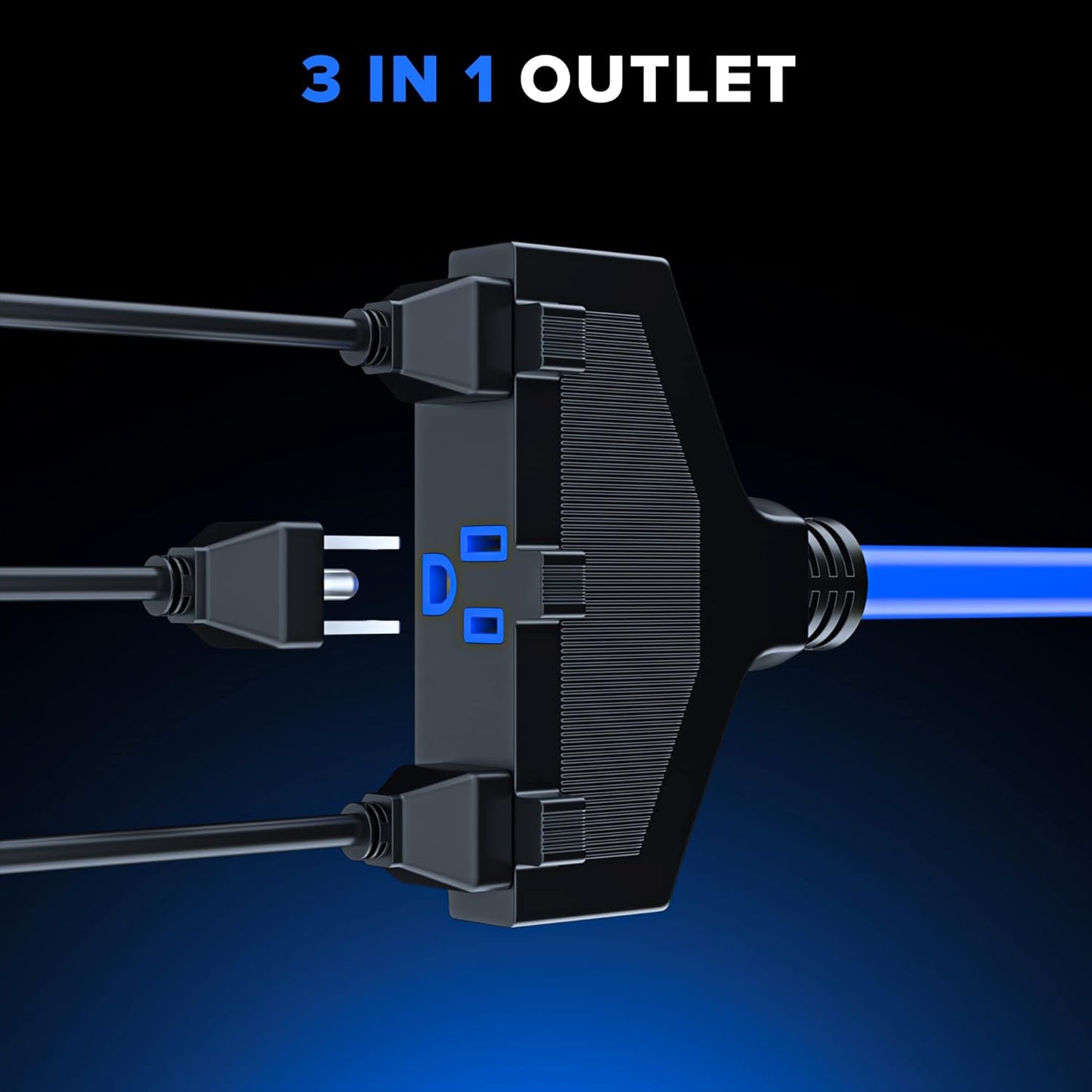 Extension Cord with 3 Outlets, 14 Gauge Indoor/Outdoor