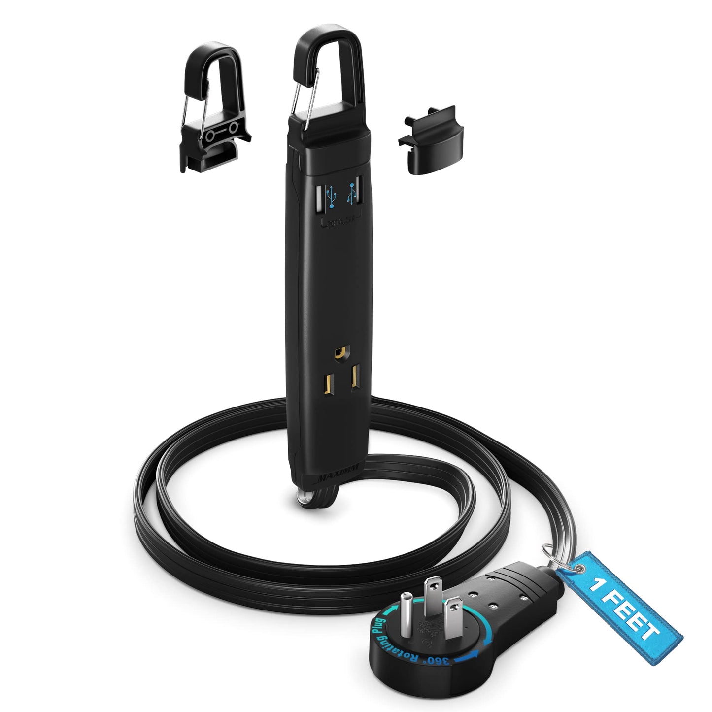 Rotating Flat Extension Cord USB