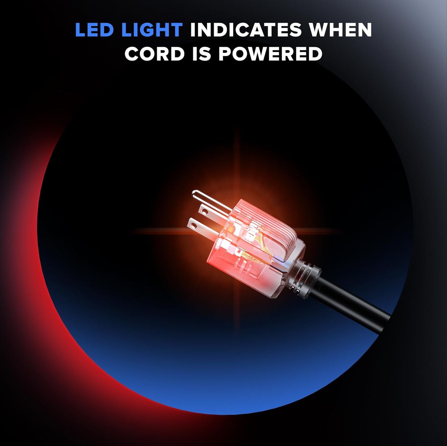 Lighted Single Outlet Extension Cord 16AWG