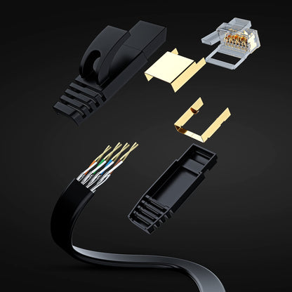 Maximm Cable Cat7 Flat Ethernet Cable, 10 Gbps, 600 MHz, Shielded RJ45 Gold Connectors Ultra-Thin Flexible Design for Home & Office Networking
