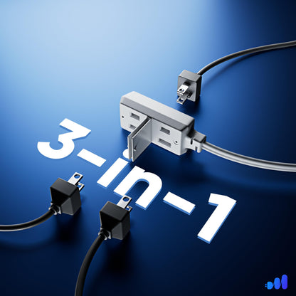 3-Outlet Rotating Flat Plug Cord with Foot Switch 16 Gauge