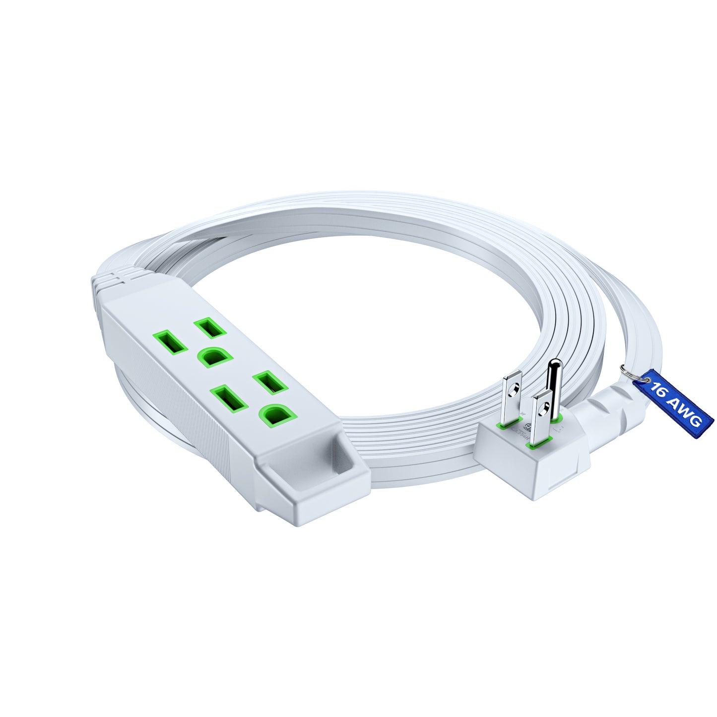 3-Outlet Flat Extension Cord 16 Gauge