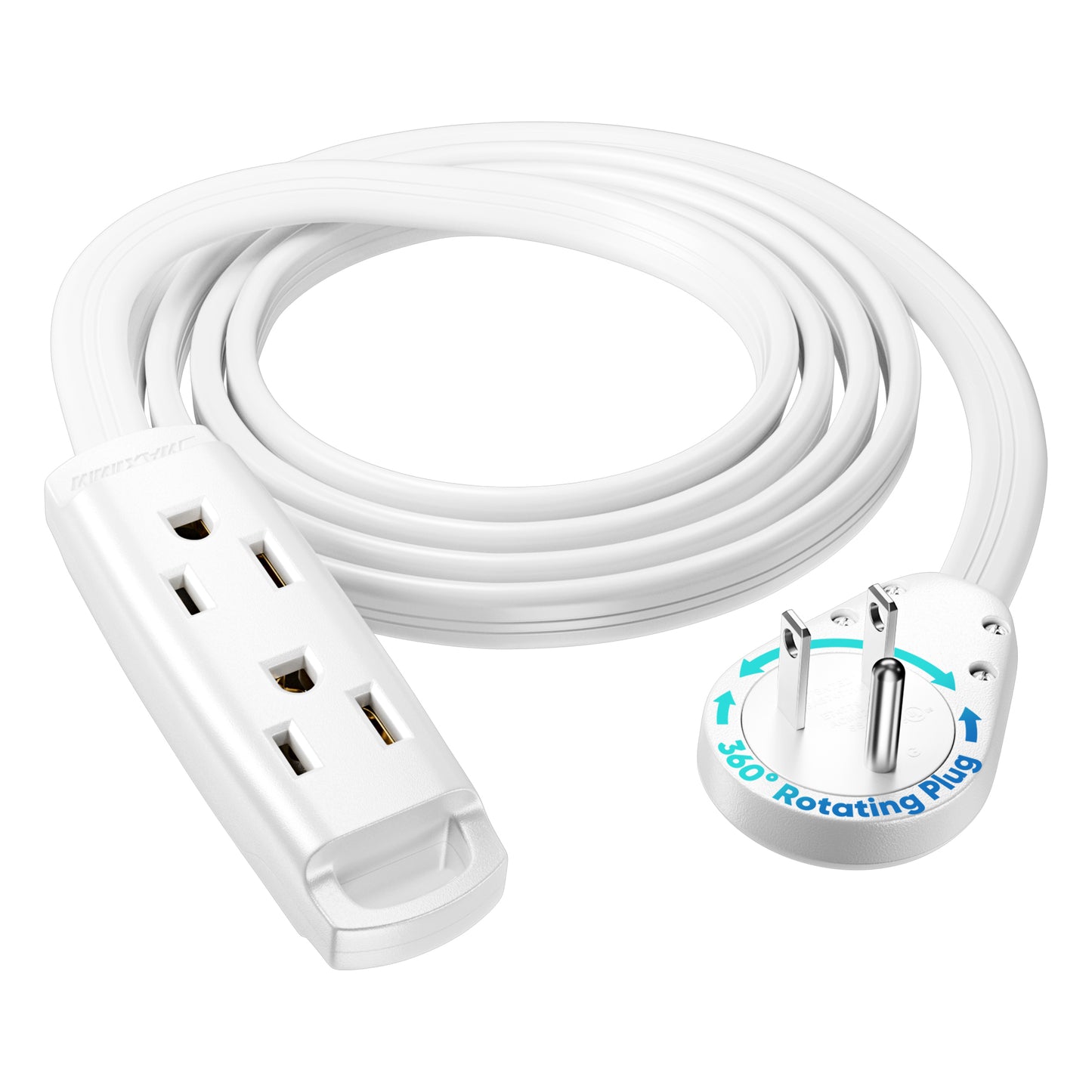 3-Outlet Rotating Flat Extension Cord 14 Gauge