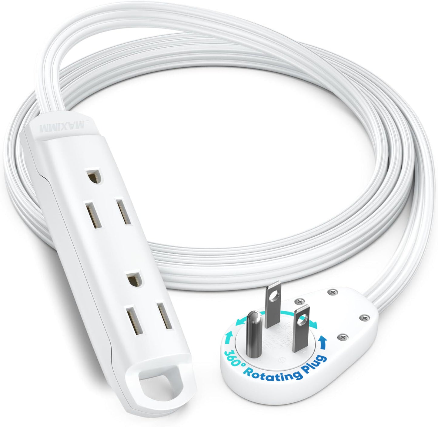 3-Outlet Rotating Flat Extension Cord 14 Gauge