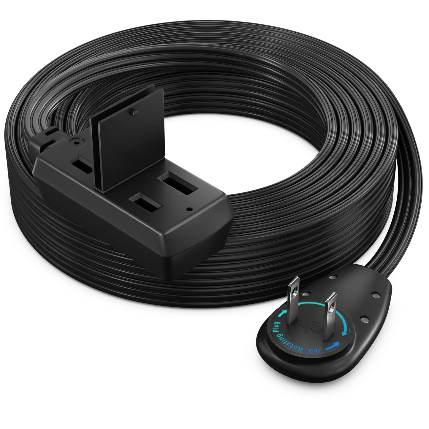 3-Outlet 2-Prong Rotating Flat Extension Cord