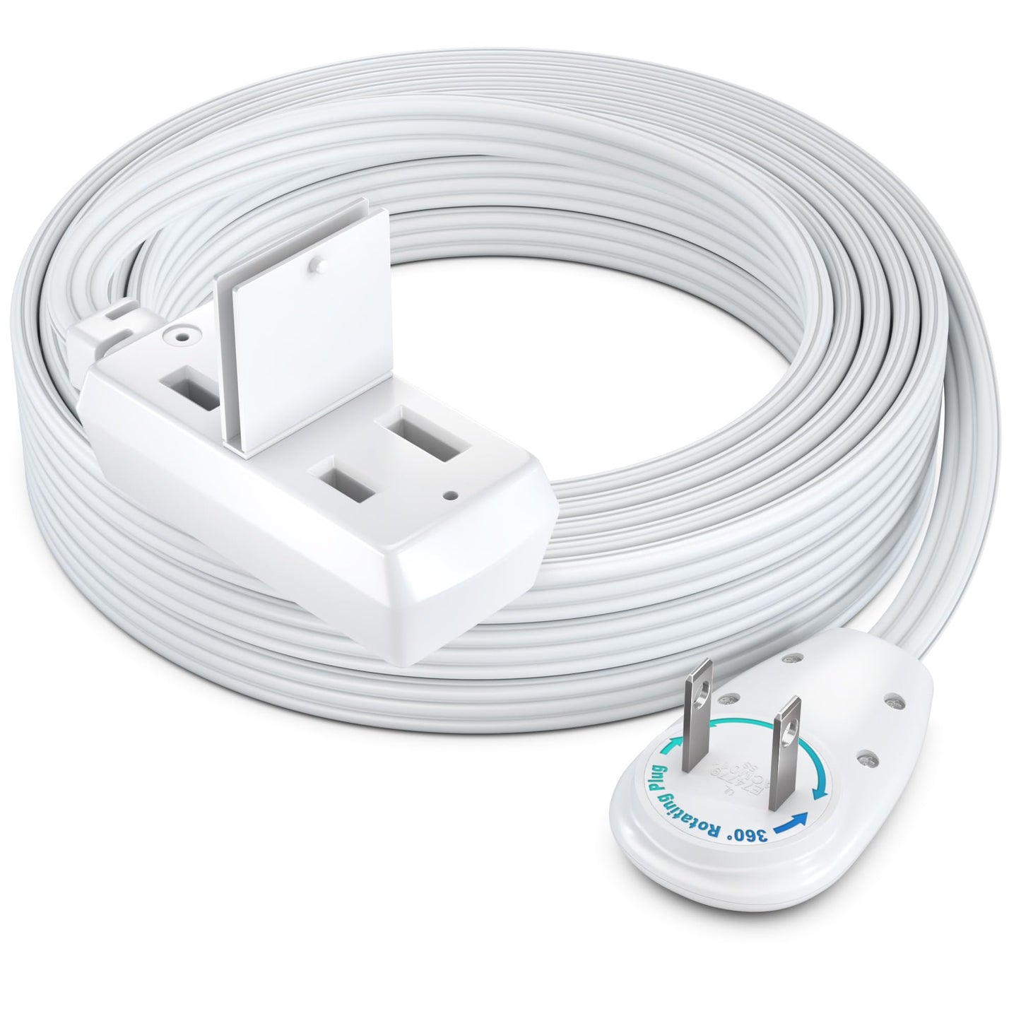 3-Outlet 2-Prong Rotating Flat Extension Cord