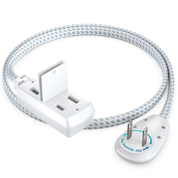 3-Outlet 2-Prong Rotating Flat Extension Cord - Braided