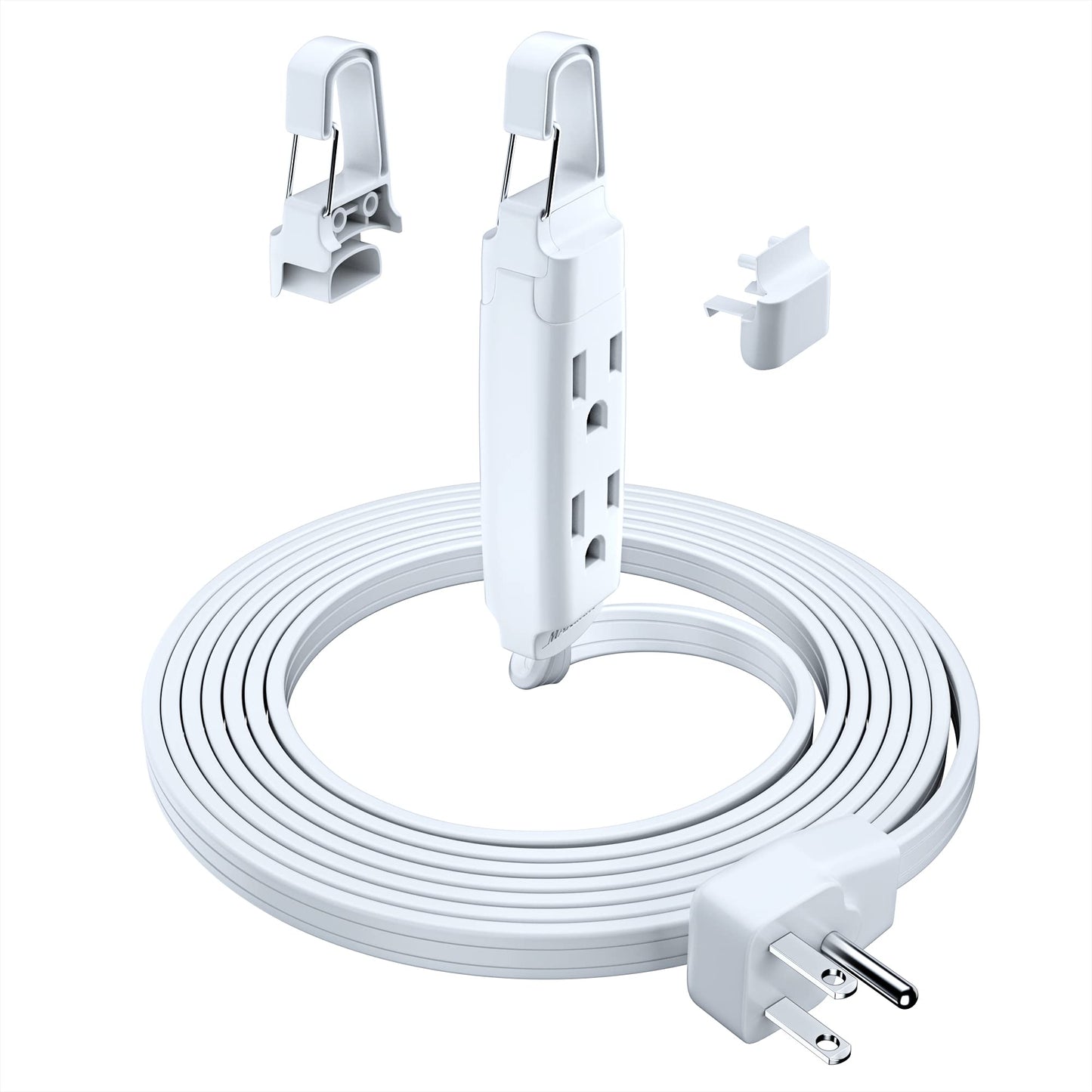 3-Outlet Flat Plug Extension Cord with Easy-Hook 16Gauge