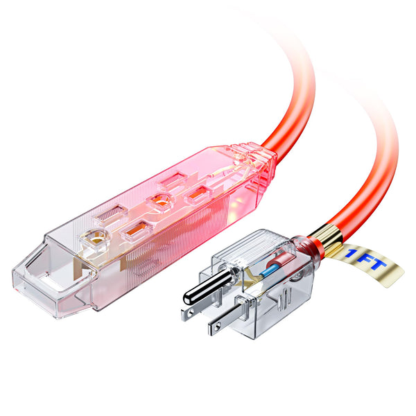 3-Outlet Lighted End Extension Cord 16 Gauge