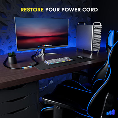 Maximm 360 Degree Rotating Flat Plug - Replacement Power Cord with Open End, 14AWG 3 Conductor, Pigtail Open Cable