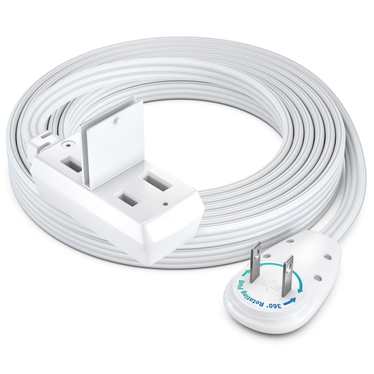 3-Outlet 2-Prong Rotating Flat Extension Cord