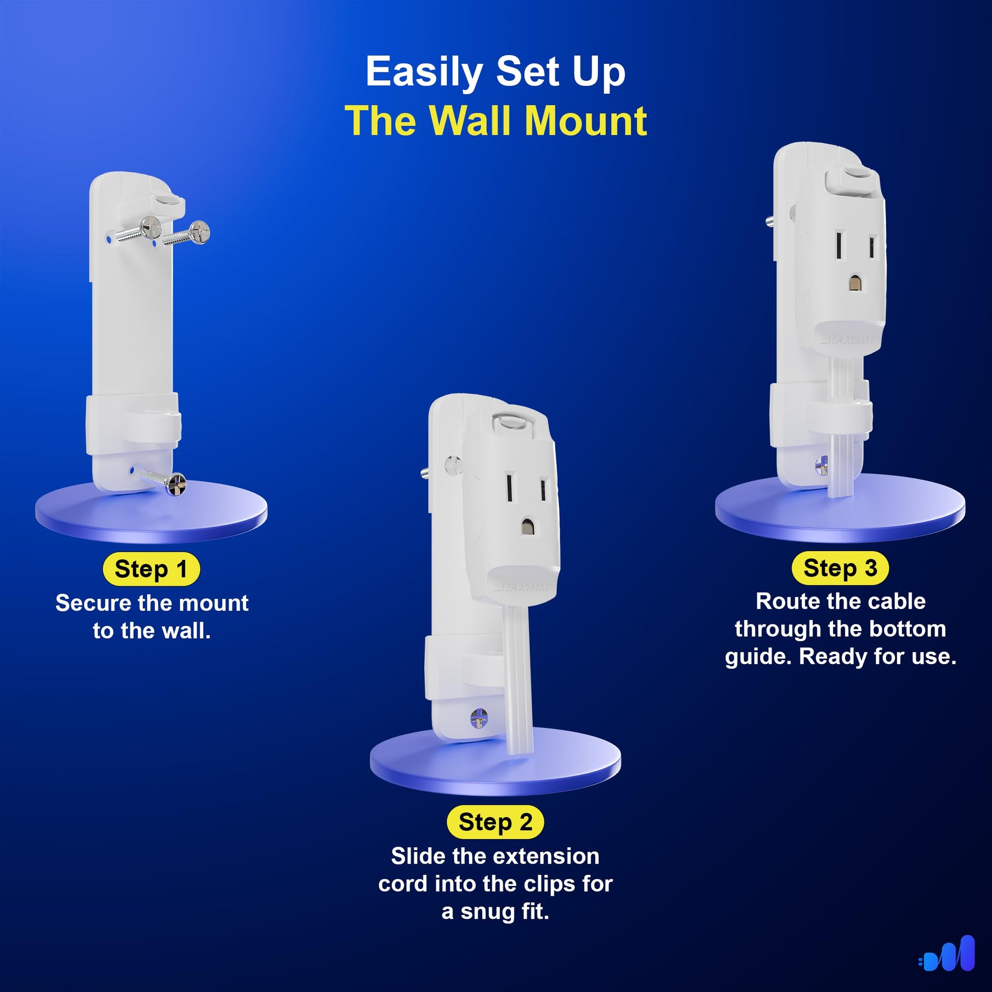 1-Outlet Flat Extension Cord with Wall Mount 14 Gauge