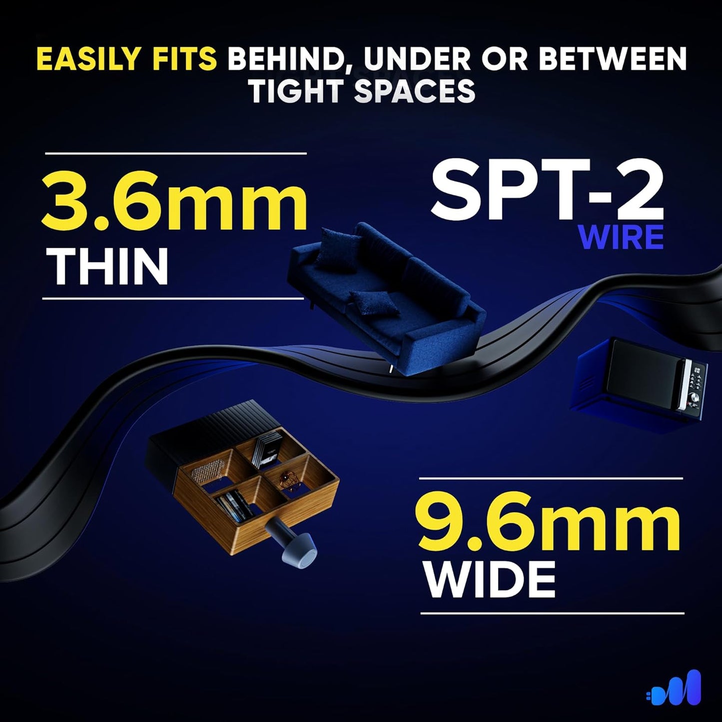 Maximm Flat Plug Extension Cord UL Certified 16 Gauge, 125V, 13 Amps, 1625 Watts Grounded 3-Prong Cord