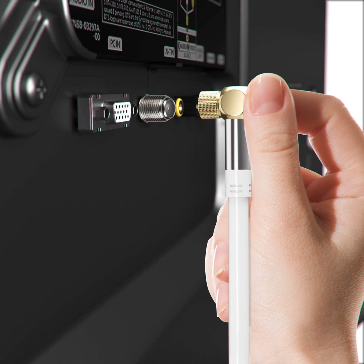 Coax Trishield Straight to Angled Cable