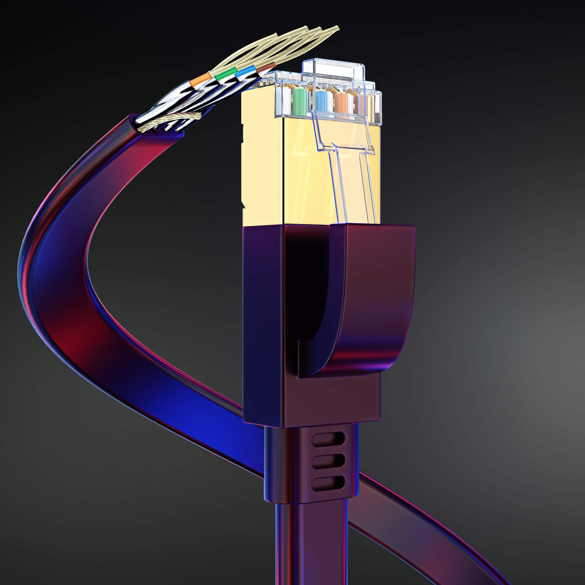 Maximm Cat8 Flat Ethernet Cable, High Speed LAN Internet Network