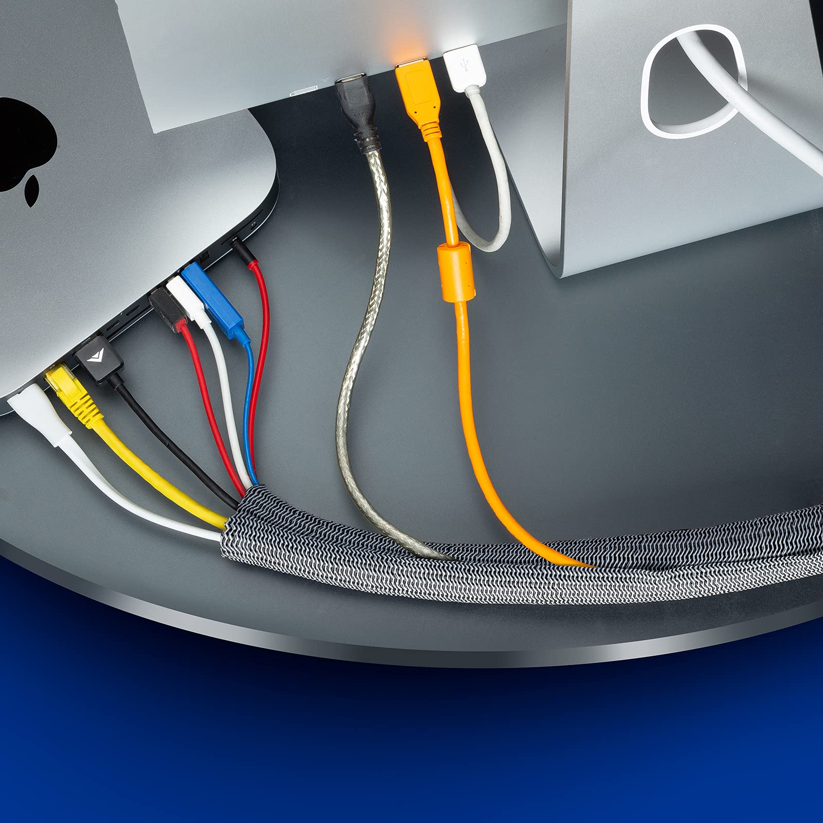 Maximm Cable Management Wire Loom Cable Sleeve Cord Cover / Protector Black and White