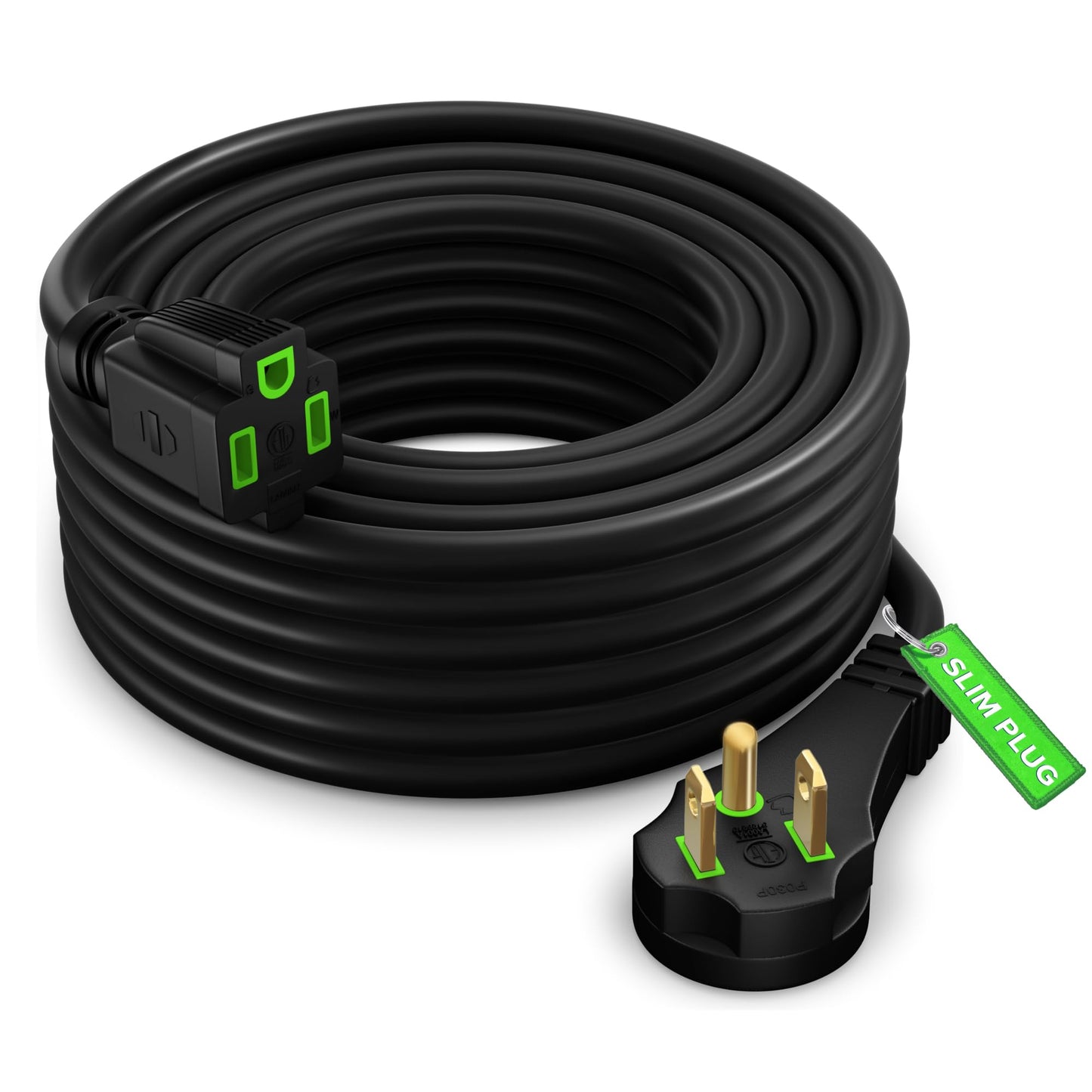Flat Plug Extension Cord, 16 Gauge, 8 FT